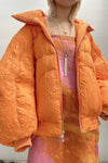 CHENPENG Orange Pleated Puffer Jacket CP20AWJ015